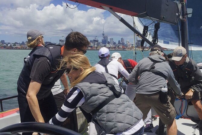 America's Cup Sailing on Auckland's Waitemata Harbour - Taking part in the sailing