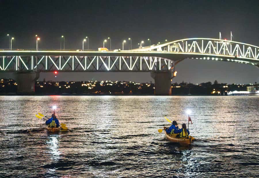 Auckland: City Lights Night Kayak Tour - Westhaven Marina and the fading daylight