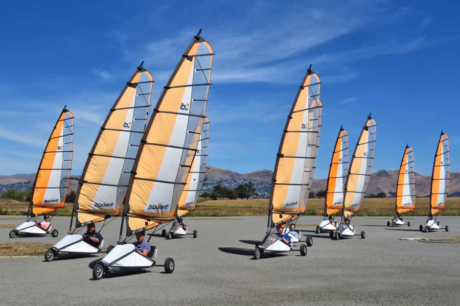 Christchurch: Blokart Land-sailing - Learning to catch the Canterbury wind