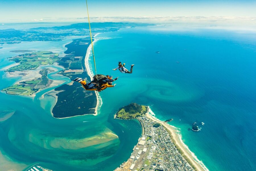 From Tauranga: Skydive over Mount Maunganui - What freefall feels like, followed by five quiet minutes