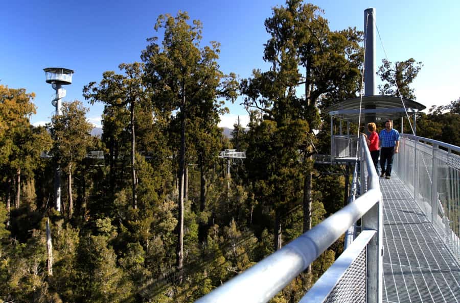 Greymouth: Hokitika Gorge and Tree Top Walkway Half-Day Tour - Crossing the swing bridge at Hokitika Gorge