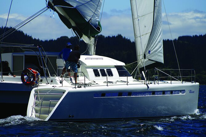 Luxury Sailing - Māori Rock Carvings - Taupo Sailing Adventures - The swim stop in Lake Taupō