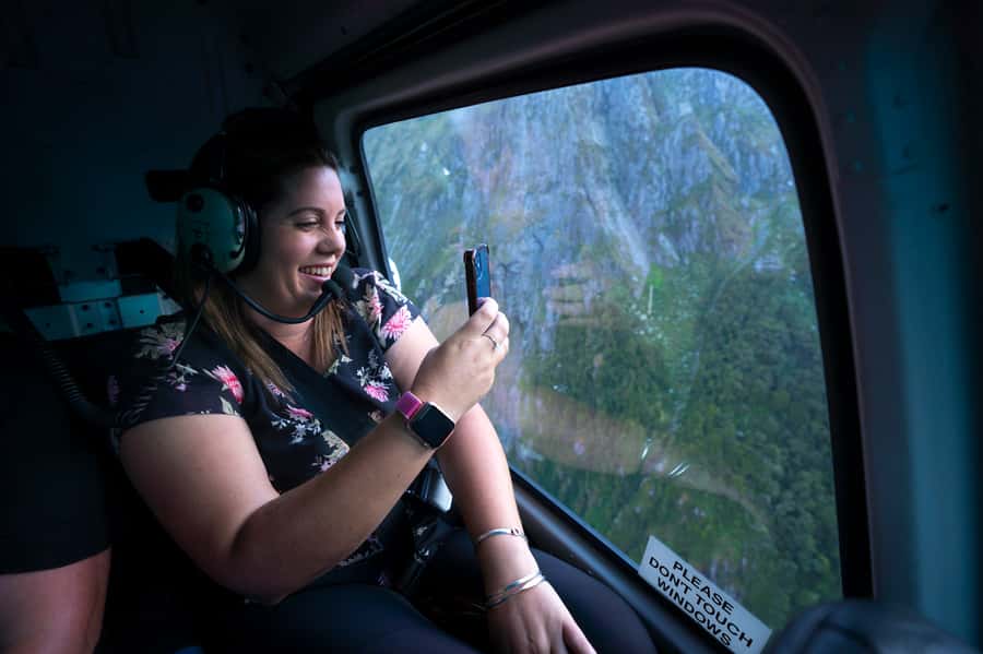 Milford Sound: Helicopter Flight with Glacier Landing - Bowen Falls and Mitre Peak from the air