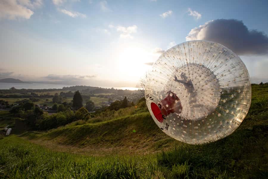 Rotorua: ZORB Inflatable Ball Rides - The straight track is the sensible first run