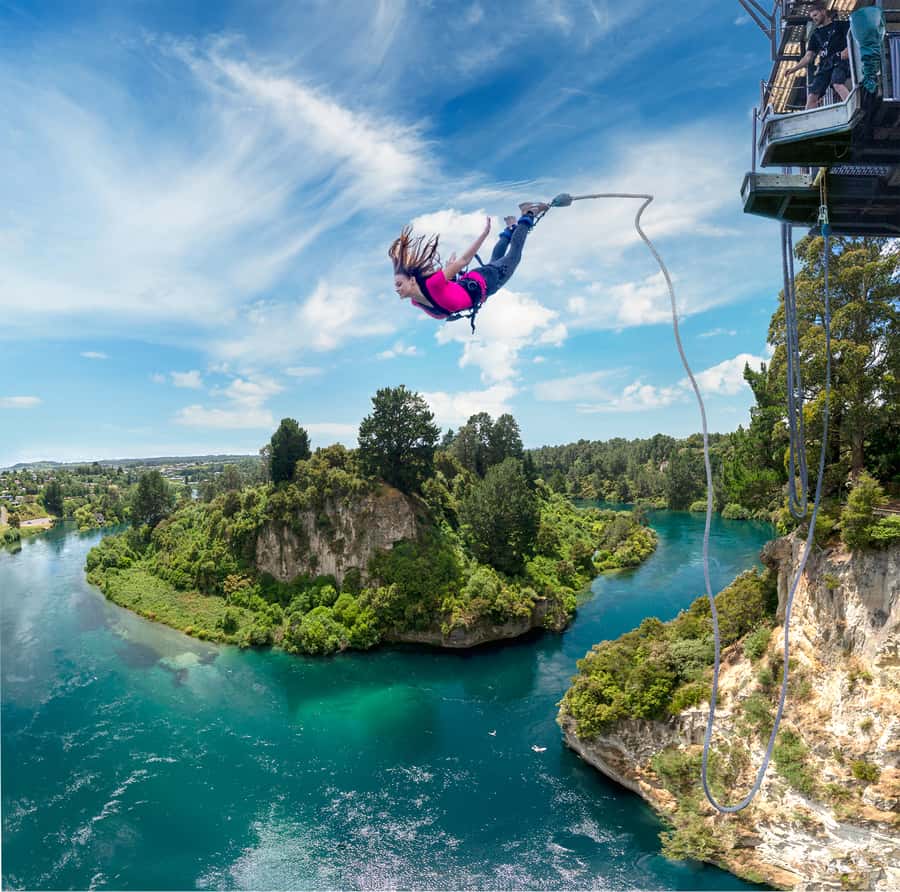 Taupō: AJ Hackett Taupō Bungy - NZ's Highest Water Touch! - The three ways to meet the river