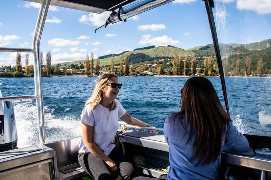 Taupo: Lake Taupo Western Bays Catamaran Tour with Bush Walk - A boat-only beach and the final waterfall