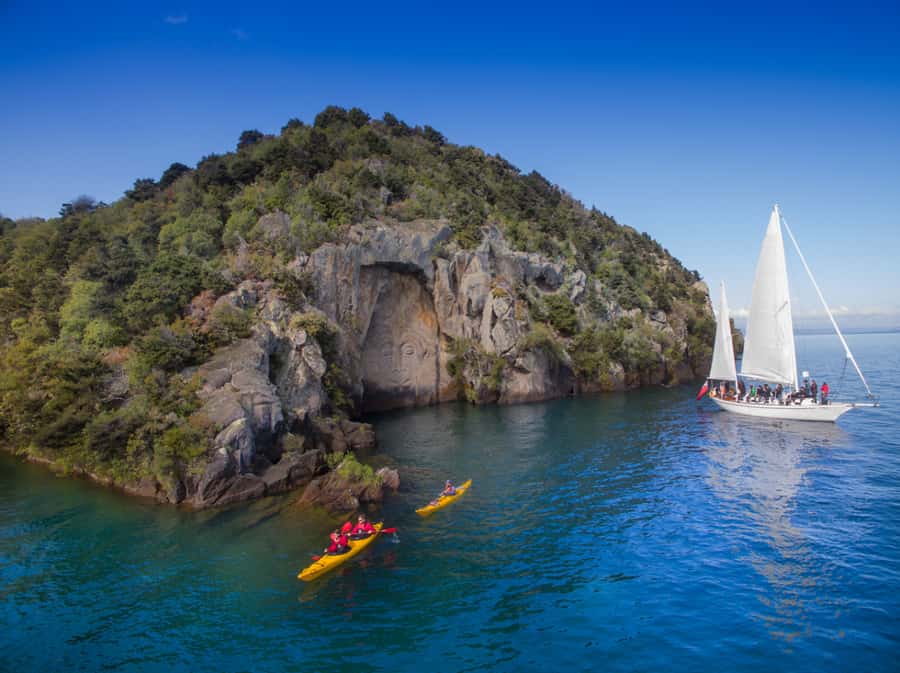 Taupo: Maori Rock Carvings Kayaking Tour - From Canoe & Kayak Taupo to open water