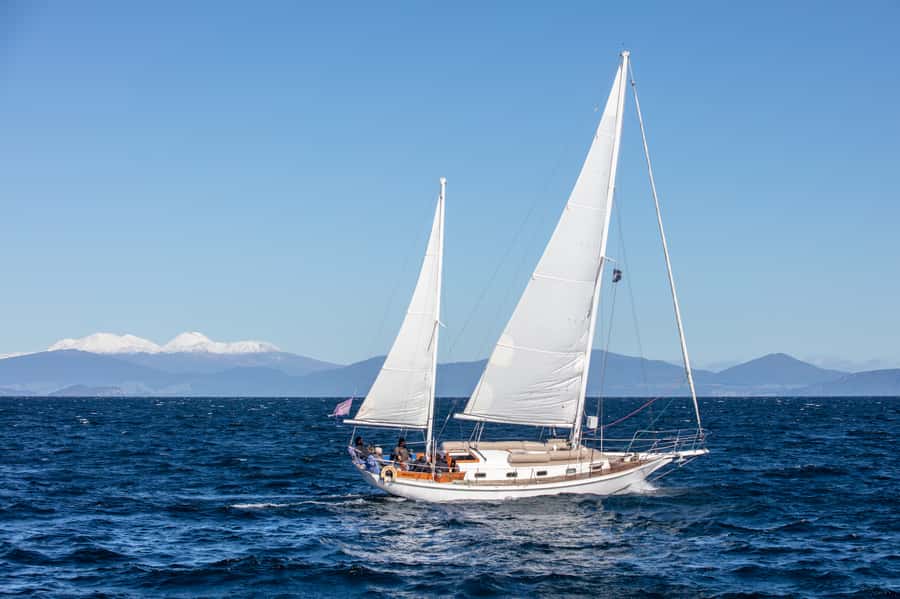 Taupō: Sail Barbary Eco Sailing to the Maori Rock Carvings - Mine Bay and the Māori Rock Carvings
